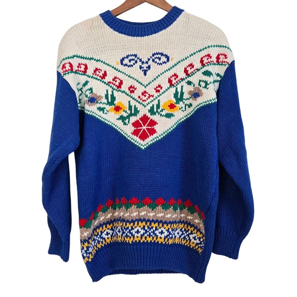 Vintage Nordic Fair Isle Chevron Geometric Apres Ski Cozy Cabincore Sweater M